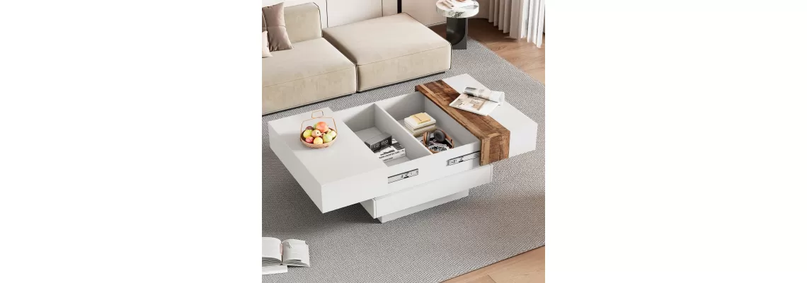 Modern and Functional: Extendable White Coffee Table with Hidden Storage for Stylish Living Rooms Modern and Functional: Extendable White Coffee Table with Hidden Storage for Stylish Living Rooms