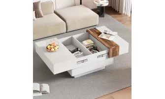 Modern and Functional: Extendable White Coffee Table with Hidden Storage for Stylish Living Rooms