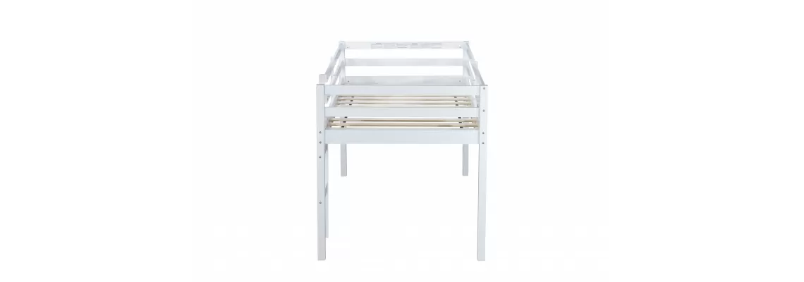 Affordable and Sturdy White Rubber Wood Twin Loft Bed with Ladder and Strengthened Slats
Affordable and Sturdy White Rubber Wood Twin Loft Bed with Ladder and Strengthened Slats