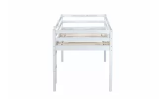   

Affordable and Sturdy White Rubber Wood Twin Loft Bed with Ladder and Strengthened Slats