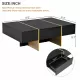 ON-TREND 47.2'' x 31.4''Minimalist High Gloss Coffee Table with 2 Drawers, Multi-Storage Rectangle Sofa Table with Golden Wood Grain Legs, Modern Center Table for Living Room, Black ON-TREND 47.2'' x 31.4''Minimalist High Gloss Coffee Table with 2 Drawers, Multi-Storage Rectangle Sofa Table with Golden Wood Grain Legs, Modern Center Table for Living Room, Black
