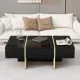 ON-TREND 47.2'' x 31.4''Minimalist High Gloss Coffee Table with 2 Drawers, Multi-Storage Rectangle Sofa Table with Golden Wood Grain Legs, Modern Center Table for Living Room, Black ON-TREND 47.2'' x 31.4''Minimalist High Gloss Coffee Table with 2 Drawers, Multi-Storage Rectangle Sofa Table with Golden Wood Grain Legs, Modern Center Table for Living Room, Black