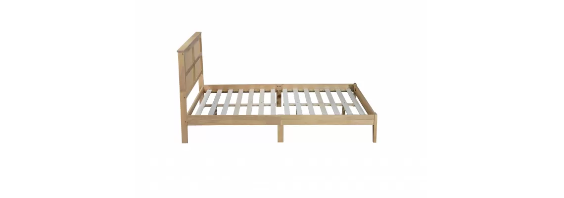 Solid Queen Size Rubber Wooden Bed with Rattan Headboard – Durable & Stylish for $228.87 Solid Queen Size Rubber Wooden Bed with Rattan Headboard – Durable & Stylish for $228.87
