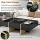 ON-TREND 47.2'' x 31.4''Minimalist High Gloss Coffee Table with 2 Drawers, Multi-Storage Rectangle Sofa Table with Golden Wood Grain Legs, Modern Center Table for Living Room, Black ON-TREND 47.2'' x 31.4''Minimalist High Gloss Coffee Table with 2 Drawers, Multi-Storage Rectangle Sofa Table with Golden Wood Grain Legs, Modern Center Table for Living Room, Black