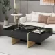 ON-TREND 47.2'' x 31.4''Minimalist High Gloss Coffee Table with 2 Drawers, Multi-Storage Rectangle Sofa Table with Golden Wood Grain Legs, Modern Center Table for Living Room, Black ON-TREND 47.2'' x 31.4''Minimalist High Gloss Coffee Table with 2 Drawers, Multi-Storage Rectangle Sofa Table with Golden Wood Grain Legs, Modern Center Table for Living Room, Black