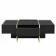 ON-TREND 47.2'' x 31.4''Minimalist High Gloss Coffee Table with 2 Drawers, Multi-Storage Rectangle Sofa Table with Golden Wood Grain Legs, Modern Center Table for Living Room, Black ON-TREND 47.2'' x 31.4''Minimalist High Gloss Coffee Table with 2 Drawers, Multi-Storage Rectangle Sofa Table with Golden Wood Grain Legs, Modern Center Table for Living Room, Black