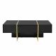 ON-TREND 47.2'' x 31.4''Minimalist High Gloss Coffee Table with 2 Drawers, Multi-Storage Rectangle Sofa Table with Golden Wood Grain Legs, Modern Center Table for Living Room, Black ON-TREND 47.2'' x 31.4''Minimalist High Gloss Coffee Table with 2 Drawers, Multi-Storage Rectangle Sofa Table with Golden Wood Grain Legs, Modern Center Table for Living Room, Black