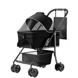 2 in 1 Folding Dog Stroller, Pet Folding Stroller, 4 Wheels Dog/Cat Puppy Stroller w/Removable Travel Carrier for Small/Medium Pet, Waterproof Pad, Car Seat, Sun Shade 2 in 1 Folding Dog Stroller, Pet Folding Stroller, 4 Wheels Dog/Cat Puppy Stroller w/Removable Travel Carrier for Small/Medium Pet, Waterproof Pad, Car Seat, Sun Shade