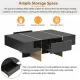 ON-TREND 47.2'' x 31.4''Minimalist High Gloss Coffee Table with 2 Drawers, Multi-Storage Rectangle Sofa Table with Golden Wood Grain Legs, Modern Center Table for Living Room, Black ON-TREND 47.2'' x 31.4''Minimalist High Gloss Coffee Table with 2 Drawers, Multi-Storage Rectangle Sofa Table with Golden Wood Grain Legs, Modern Center Table for Living Room, Black