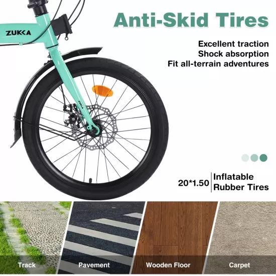 Green 20 inch Folding Bike Steel Frame 7 Speed City Bike Green 20 inch Folding Bike Steel Frame 7 Speed City Bike