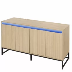 Carved 4 Door Sideboard with LED, Buffet Cabinet Storage Cabinet Modern Coffee Bar Cabinet With Adjustable Shelf For Living room,Diningroom,Kitchen Carved 4 Door Sideboard with LED, Buffet Cabinet Storage Cabinet Modern Coffee Bar Cabinet With Adjustable Shelf For Living room,Diningroom,Kitchen