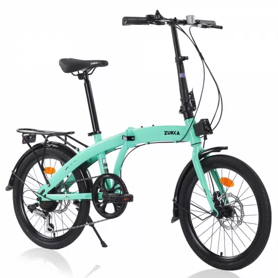Green 20 inch Folding Bike Steel Frame 7 Speed City Bike Green 20 inch Folding Bike Steel Frame 7 Speed City Bike