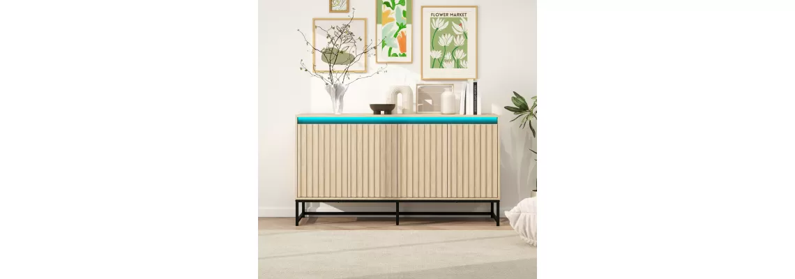 Modern 4-Door LED Sideboard: Stylish Storage Solution for Living & Dining Rooms