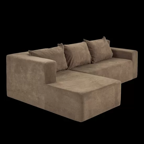 Modular Sectional Couch, Modern L-Shape Sectional Sofa with Chaise Lounge, Comfy Snow Velet Fabric Corner Sofa Couch, Upholstered Couch for Living Room, Bedroom, Apartment, Modular Sectional Couch, Modern L-Shape Sectional Sofa with Chaise Lounge, Comfy Snow Velet Fabric Corner Sofa Couch, Upholstered Couch for Living Room, Bedroom, Apartment,