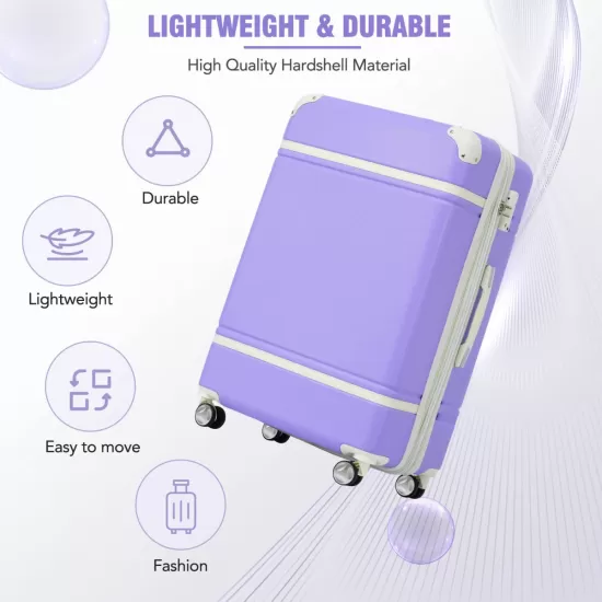 Hardshell Luggage with TSA lock , 28 Inch Expandable Lightweight Suitcase with Spinner Wheels, Single Vintage Luggage,Purple Hardshell Luggage with TSA lock , 28 Inch Expandable Lightweight Suitcase with Spinner Wheels, Single Vintage Luggage,Purple