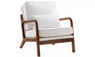 Comfy Linen Lounge Chair with Lumbar Support for Your Living Room