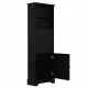 Black Tall Storage Cabinet with 3 Drawers and Adjustable Shelves for Bathroom, Study, Office and Interior, MDF Board with Painted Finish Black Tall Storage Cabinet with 3 Drawers and Adjustable Shelves for Bathroom, Study, Office and Interior, MDF Board with Painted Finish