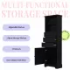 Black Tall Storage Cabinet with 3 Drawers and Adjustable Shelves for Bathroom, Study, Office and Interior, MDF Board with Painted Finish Black Tall Storage Cabinet with 3 Drawers and Adjustable Shelves for Bathroom, Study, Office and Interior, MDF Board with Painted Finish