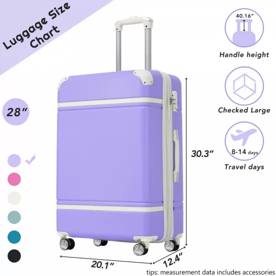 Hardshell Luggage with TSA lock , 28 Inch Expandable Lightweight Suitcase with Spinner Wheels, Single Vintage Luggage,Purple Hardshell Luggage with TSA lock , 28 Inch Expandable Lightweight Suitcase with Spinner Wheels, Single Vintage Luggage,Purple