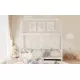 Wood Full Size House Bed with Guardrail and LED, White Wood Full Size House Bed with Guardrail and LED, White