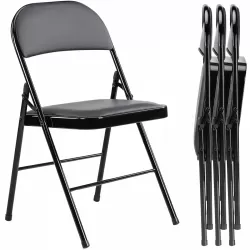 Folding Chair 2 Pack, Leather Padded Folding Chairs, Sturdy Metal Foldable Chairs, for Home, Office, Party, black 4 Pack Folding Chair 2 Pack, Leather Padded Folding Chairs, Sturdy Metal Foldable Chairs, for Home, Office, Party, black 4 Pack