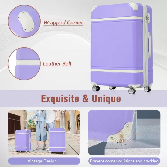 Hardshell Luggage with TSA lock , 28 Inch Expandable Lightweight Suitcase with Spinner Wheels, Single Vintage Luggage,Purple Hardshell Luggage with TSA lock , 28 Inch Expandable Lightweight Suitcase with Spinner Wheels, Single Vintage Luggage,Purple