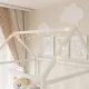 Wood Full Size House Bed with Guardrail and LED, White Wood Full Size House Bed with Guardrail and LED, White