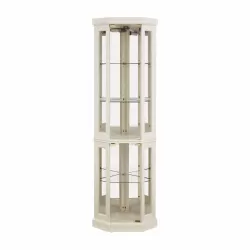 Corner Glass Cabinet Lighted Curio Cabinet Corner Display Case for Living Room, Curio Cabinet, Antique collection, Wine,Bar Glass Storage Light Included, Antique White