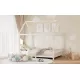 Wood Full Size House Bed with Guardrail and LED, White Wood Full Size House Bed with Guardrail and LED, White