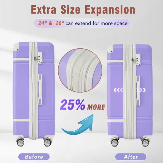 Hardshell Luggage with TSA lock , 28 Inch Expandable Lightweight Suitcase with Spinner Wheels, Single Vintage Luggage,Purple Hardshell Luggage with TSA lock , 28 Inch Expandable Lightweight Suitcase with Spinner Wheels, Single Vintage Luggage,Purple