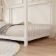 Wood Full Size House Bed with Guardrail and LED, White Wood Full Size House Bed with Guardrail and LED, White