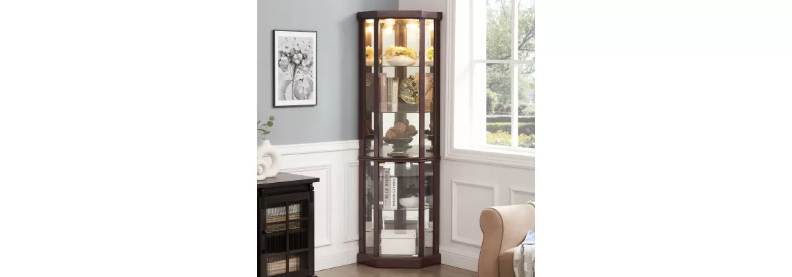 Enhance Your Living Room with a Stylish Corner Lighted Curio Cabinet in Dark Cherry
Enhance Your Living Room with a Stylish Corner Lighted Curio Cabinet in Dark Cherry