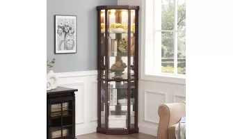  

Enhance Your Living Room with a Stylish Corner Lighted Curio Cabinet in Dark Cherry
