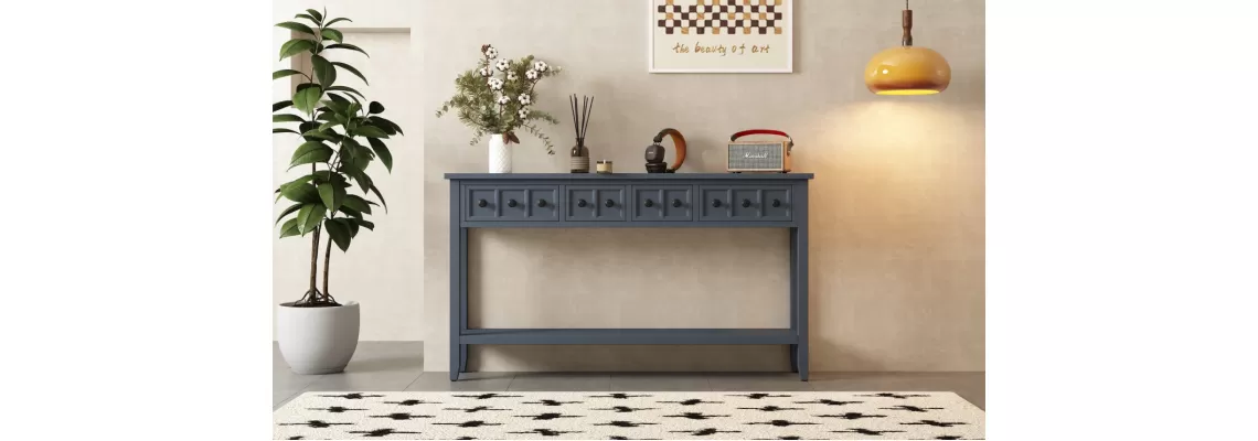 Rustic Charm Meets Functionality: The 60-Inch TREXM Entryway Console Table in Hale Navy Rustic Charm Meets Functionality: The 60-Inch TREXM Entryway Console Table in Hale Navy