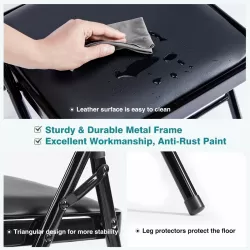 Folding Chair 2 Pack, Leather Padded Folding Chairs, Sturdy Metal Foldable Chairs, for Home, Office, Party, black 4 Pack Folding Chair 2 Pack, Leather Padded Folding Chairs, Sturdy Metal Foldable Chairs, for Home, Office, Party, black 4 Pack