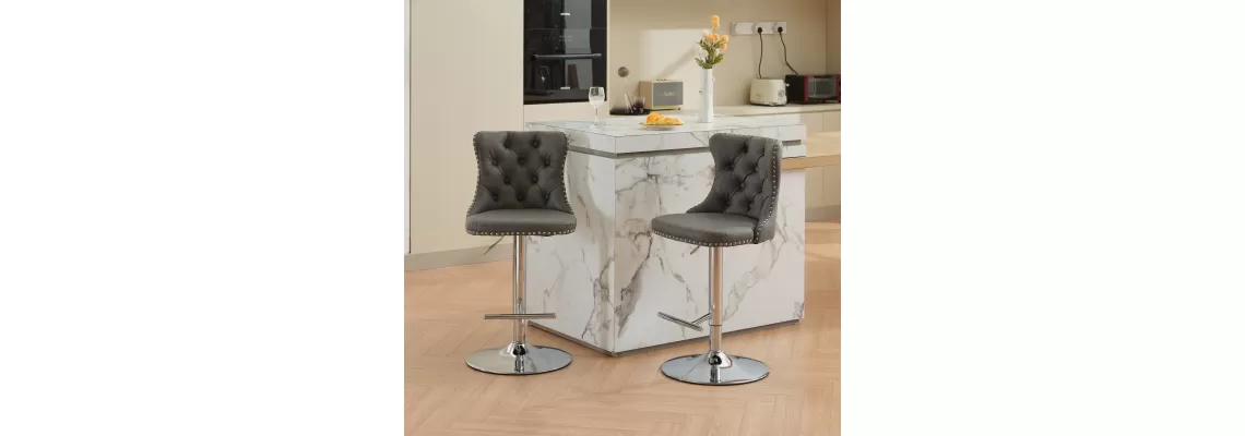 Swivel PU Leather Barstools with Adjustable Height and Chrome Base – Comfortable Tufted Design for Home, Pub, and Kitchen
Swivel PU Leather Barstools with Adjustable Height and Chrome Base – Comfortable Tufted Design for Home, Pub, and Kitchen