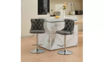   

Swivel PU Leather Barstools with Adjustable Height and Chrome Base – Comfortable Tufted Design for Home, Pub, and Kitchen