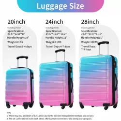 Hardshell Luggage Sets 3 Piece Gradient Color Expandable Suitcase with Spinner Wheels and TSA Lock Lightweight 20 Inch 24 Inch 28 Inch Available,Blue and Red Hardshell Luggage Sets 3 Piece Gradient Color Expandable Suitcase with Spinner Wheels and TSA Lock Lightweight 20 Inch 24 Inch 28 Inch Available,Blue and Red