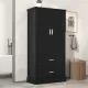 Tall Bathroom Storage Cabinet, Cabinet with Two Doors and Drawers, Adjustable Shelf, MDF Board, Black Tall Bathroom Storage Cabinet, Cabinet with Two Doors and Drawers, Adjustable Shelf, MDF Board, Black