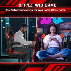 Sweetcrispy Gaming Chair - PU Leather Computer Chair Ergonomic Office Chair with Lumbar Support, Height Adjustable Rolling Desk Chairs with Flip-up Armrests Sweetcrispy Gaming Chair - PU Leather Computer Chair Ergonomic Office Chair with Lumbar Support, Height Adjustable Rolling Desk Chairs with Flip-up Armrests