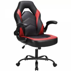 Sweetcrispy Gaming Chair - PU Leather Computer Chair Ergonomic Office Chair with Lumbar Support, Height Adjustable Rolling Desk Chairs with Flip-up Armrests Sweetcrispy Gaming Chair - PU Leather Computer Chair Ergonomic Office Chair with Lumbar Support, Height Adjustable Rolling Desk Chairs with Flip-up Armrests
