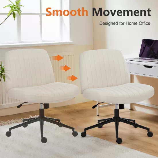 Office chair, backrest, armless office chair, adjustable swivel for comfortable home office, beige, fabric Office chair, backrest, armless office chair, adjustable swivel for comfortable home office, beige, fabric