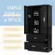 Tall Bathroom Storage Cabinet, Cabinet with Two Doors and Drawers, Adjustable Shelf, MDF Board, Black Tall Bathroom Storage Cabinet, Cabinet with Two Doors and Drawers, Adjustable Shelf, MDF Board, Black