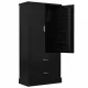 Tall Bathroom Storage Cabinet, Cabinet with Two Doors and Drawers, Adjustable Shelf, MDF Board, Black Tall Bathroom Storage Cabinet, Cabinet with Two Doors and Drawers, Adjustable Shelf, MDF Board, Black