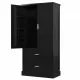 Tall Bathroom Storage Cabinet, Cabinet with Two Doors and Drawers, Adjustable Shelf, MDF Board, Black Tall Bathroom Storage Cabinet, Cabinet with Two Doors and Drawers, Adjustable Shelf, MDF Board, Black