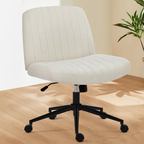 Office chair, backrest, armless office chair, adjustable swivel for comfortable home office, beige, fabric Office chair, backrest, armless office chair, adjustable swivel for comfortable home office, beige, fabric