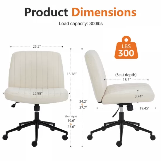 Office chair, backrest, armless office chair, adjustable swivel for comfortable home office, beige, fabric Office chair, backrest, armless office chair, adjustable swivel for comfortable home office, beige, fabric