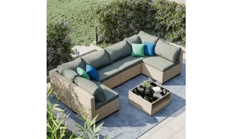 Boho Chic Outdoor Living: 7-Piece Patio Furniture Set with Water-Resistant Cushions for $538.29