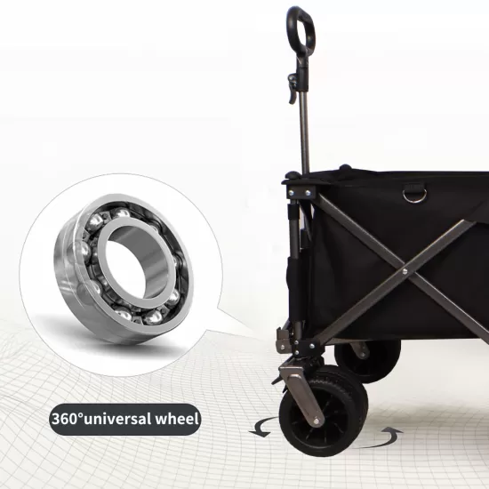 Folding Wagon, Heavy Duty Utility Beach Wagon Cart for Sand with Big Wheels, Adjustable Handle&Drink Holders for Shopping, Camping,Garden and Outdoor Folding Wagon, Heavy Duty Utility Beach Wagon Cart for Sand with Big Wheels, Adjustable Handle&Drink Holders for Shopping, Camping,Garden and Outdoor