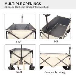 Folding Wagon, Heavy Duty Utility Beach Wagon Cart for Sand with Big Wheels, Adjustable Handle&Drink Holders for Shopping, Camping,Garden and Outdoor Folding Wagon, Heavy Duty Utility Beach Wagon Cart for Sand with Big Wheels, Adjustable Handle&Drink Holders for Shopping, Camping,Garden and Outdoor